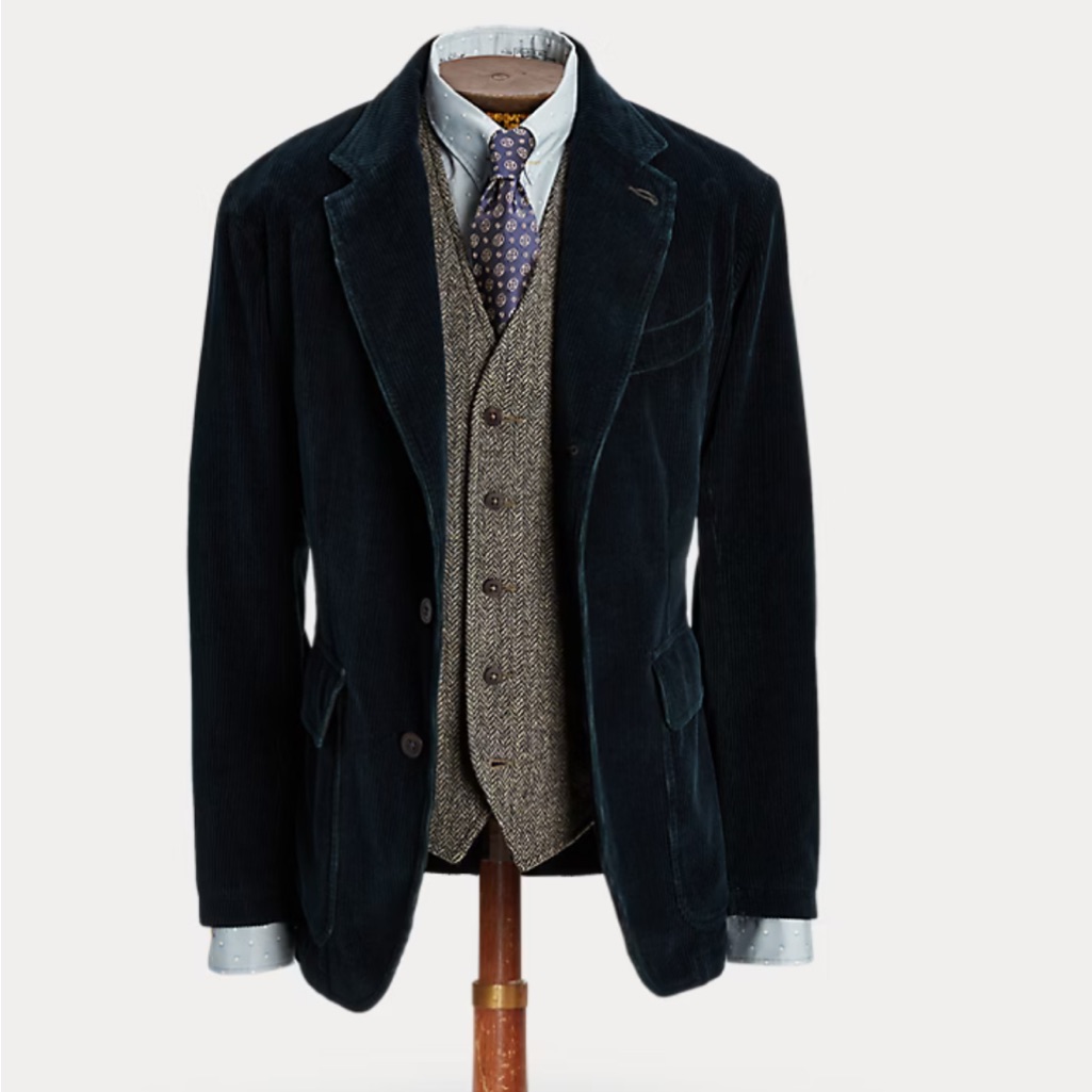 Nwot Ralph Lauren Men's Classic Navy Corduroy Sport Coat 40l